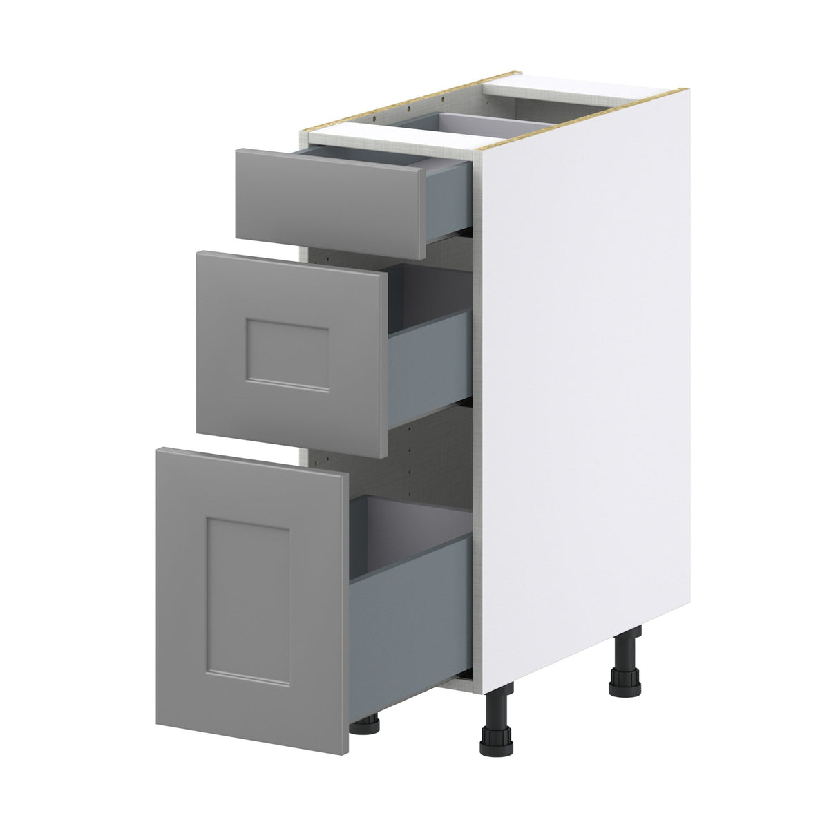 Hugo&Borg Beaumont 12-in W x 34.5-in H x 24-in D Slate Gray 3-Drawer Base Fully Assembled Cabinet (Recessed Panel Style)