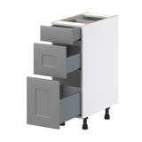 Hugo&Borg Beaumont 12-in W x 34.5-in H x 24-in D Slate Gray 3-Drawer Base Fully Assembled Cabinet (Recessed Panel Style)