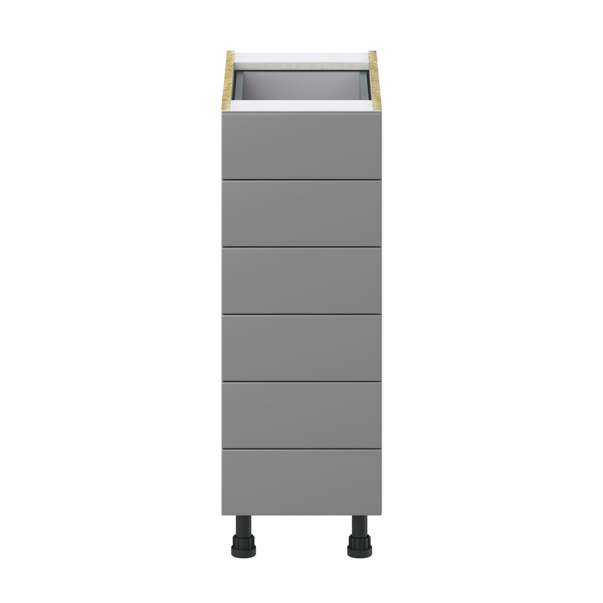 Hugo&Borg Beaumont 12-in W x 34.5-in H x 24-in D Slate Gray 6-Drawer Base Fully Assembled Cabinet (Recessed Panel Style)
