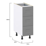 Hugo&Borg Beaumont 12-in W x 34.5-in H x 24-in D Slate Gray 4-Drawer Base Fully Assembled Cabinet (Recessed Panel Style)