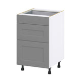 Hugo&Borg Beaumont 21-in W x 34.5-in H x 24-in D Slate Gray 3-Drawer Base Fully Assembled Cabinet (Recessed Panel Style)