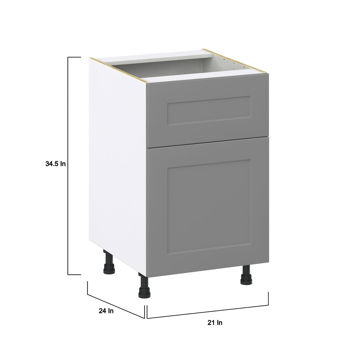 Hugo&Borg Beaumont 21-in W x 34.5-in H x 25-in D Slate Gray 1-Drawer Base Fully Assembled Cabinet (Recessed Panel Shaker Style)
