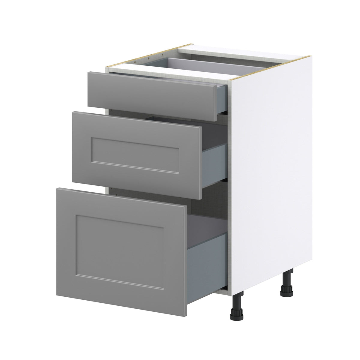 Hugo&Borg Beaumont 21-in W x 34.5-in H x 24-in D Slate Gray 3-Drawer Base Fully Assembled Cabinet (Recessed Panel Style)