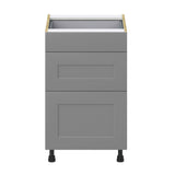 Hugo&Borg Beaumont 21-in W x 34.5-in H x 24-in D Slate Gray 3-Drawer Base Fully Assembled Cabinet (Recessed Panel Style)