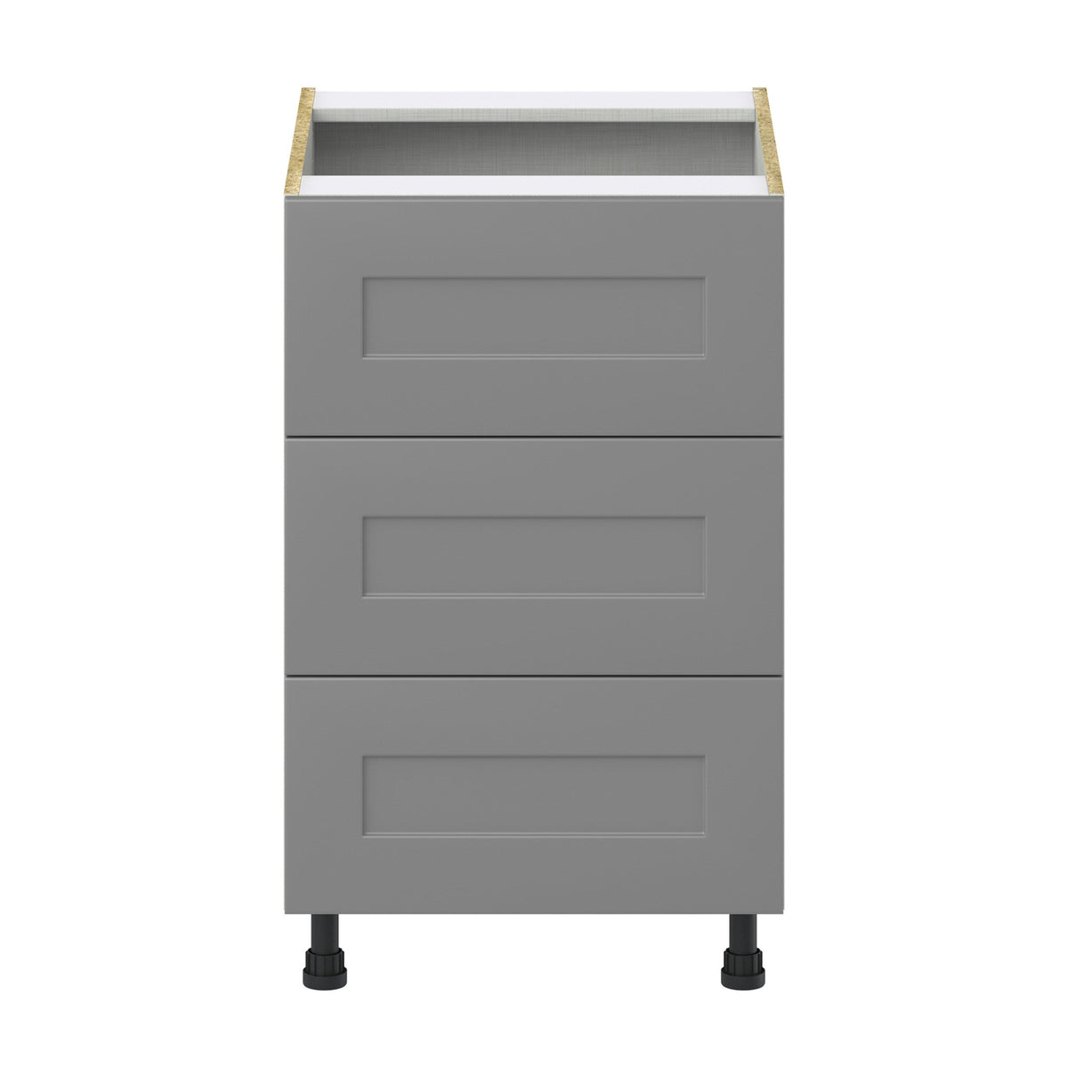 Hugo&Borg Beaumont 21-in W x 34.5-in H x 24-in D Slate Gray 3-Drawer Base Fully Assembled Cabinet (Recessed Panel Style)