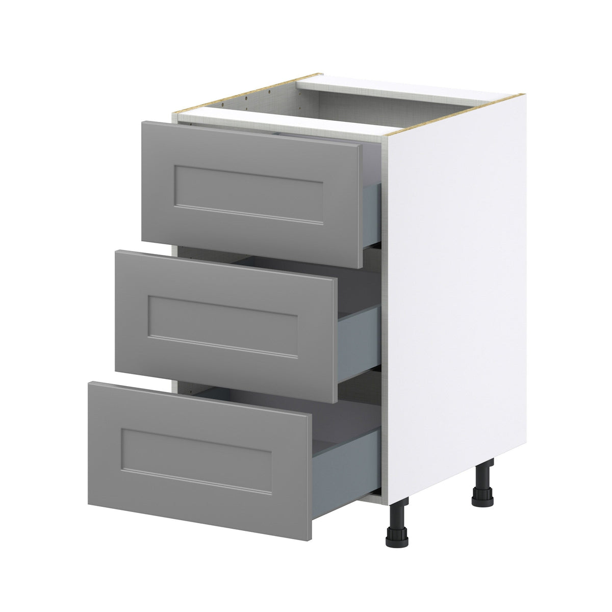 Hugo&Borg Beaumont 21-in W x 34.5-in H x 24-in D Slate Gray 3-Drawer Base Fully Assembled Cabinet (Recessed Panel Style)