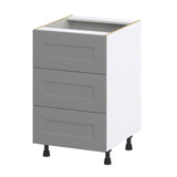 Hugo&Borg Beaumont 21-in W x 34.5-in H x 24-in D Slate Gray 3-Drawer Base Fully Assembled Cabinet (Recessed Panel Style)