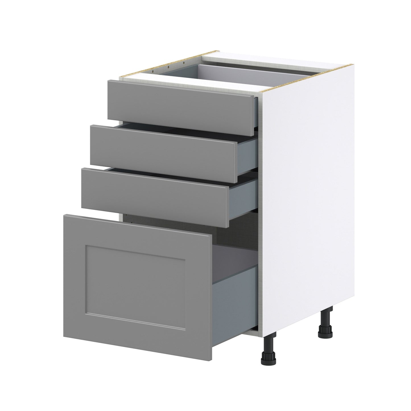 Hugo&Borg 21-in W x 34.5-in H x 24-in D Slate Gray 4-Drawer Base Fully Assembled Cabinet (Recessed Panel Style)