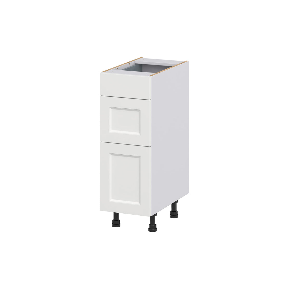 Hugo&Borg Riviera 12-in W x 34.5-in H x 21-in D Bright White 3-Drawer Base Fully Assembled Cabinet (Recessed Panel Style)