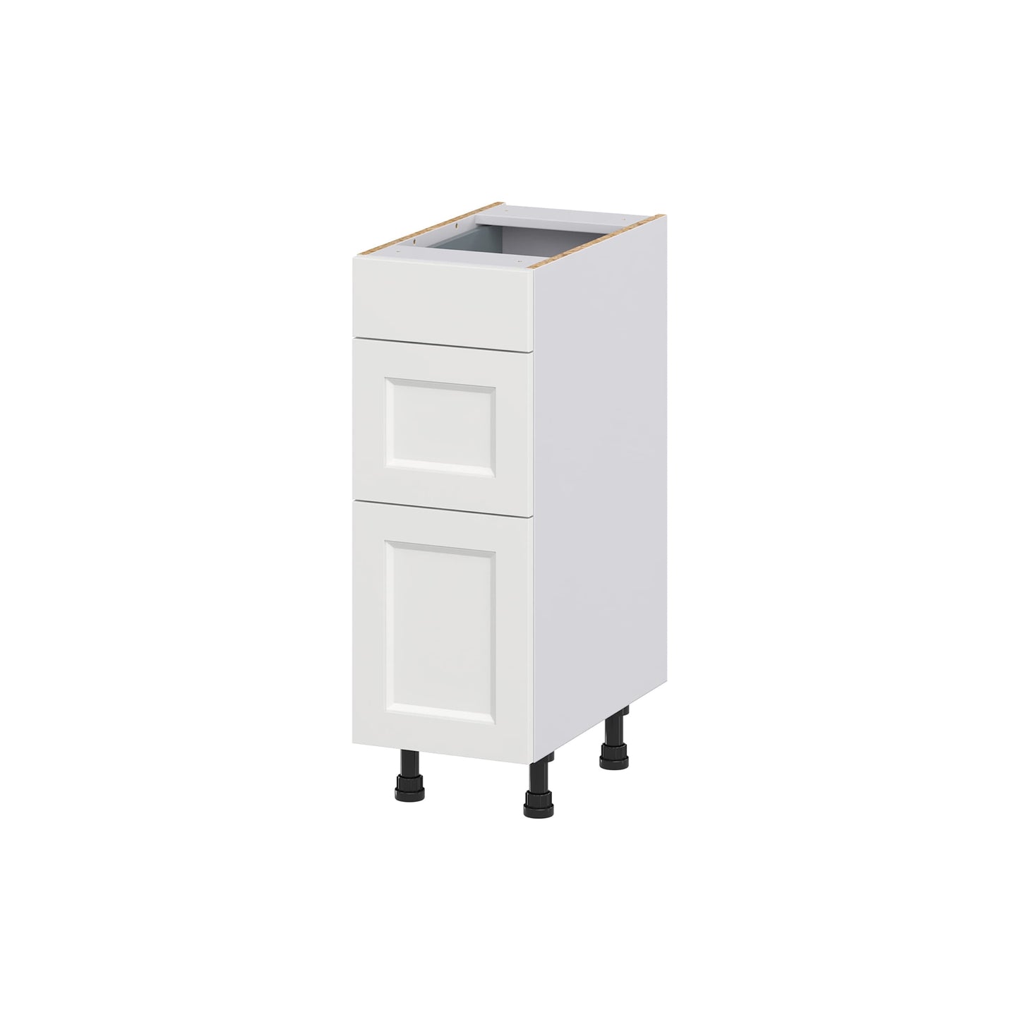 Hugo&Borg Riviera 12-in W x 34.5-in H x 21-in D Bright White 3-Drawer Base Fully Assembled Cabinet (Recessed Panel Style)