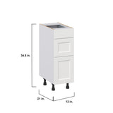 Hugo&Borg Riviera 12-in W x 34.5-in H x 21-in D Bright White 3-Drawer Base Fully Assembled Cabinet (Recessed Panel Style)