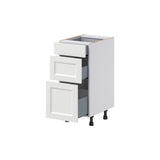 Hugo&Borg Riviera 15-in W x 34.5-in H x 21-in D Bright White 3-Drawer Base Fully Assembled Cabinet (Recessed Panel Style)