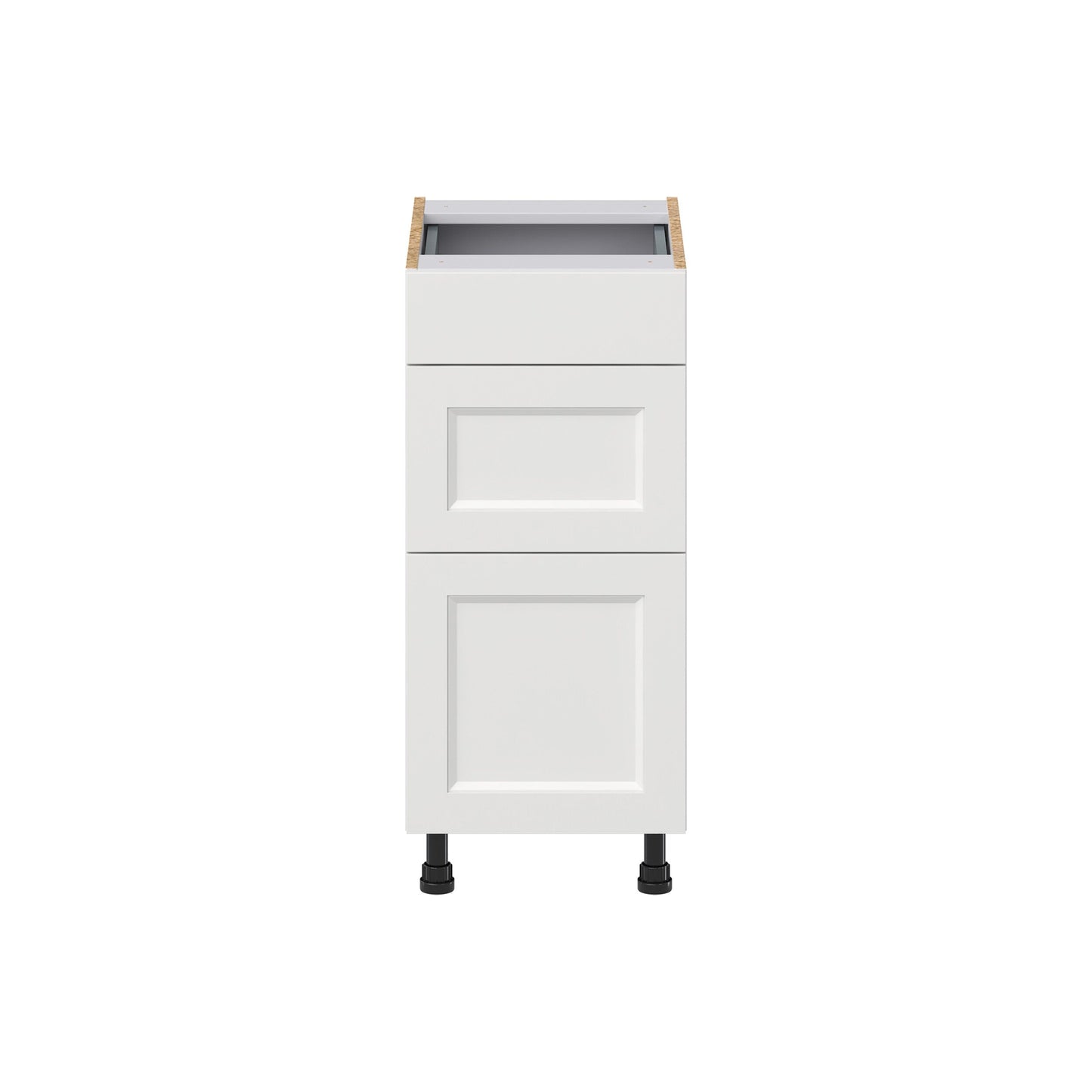 Hugo&Borg Riviera 15-in W x 34.5-in H x 21-in D Bright White 3-Drawer Base Fully Assembled Cabinet (Recessed Panel Style)