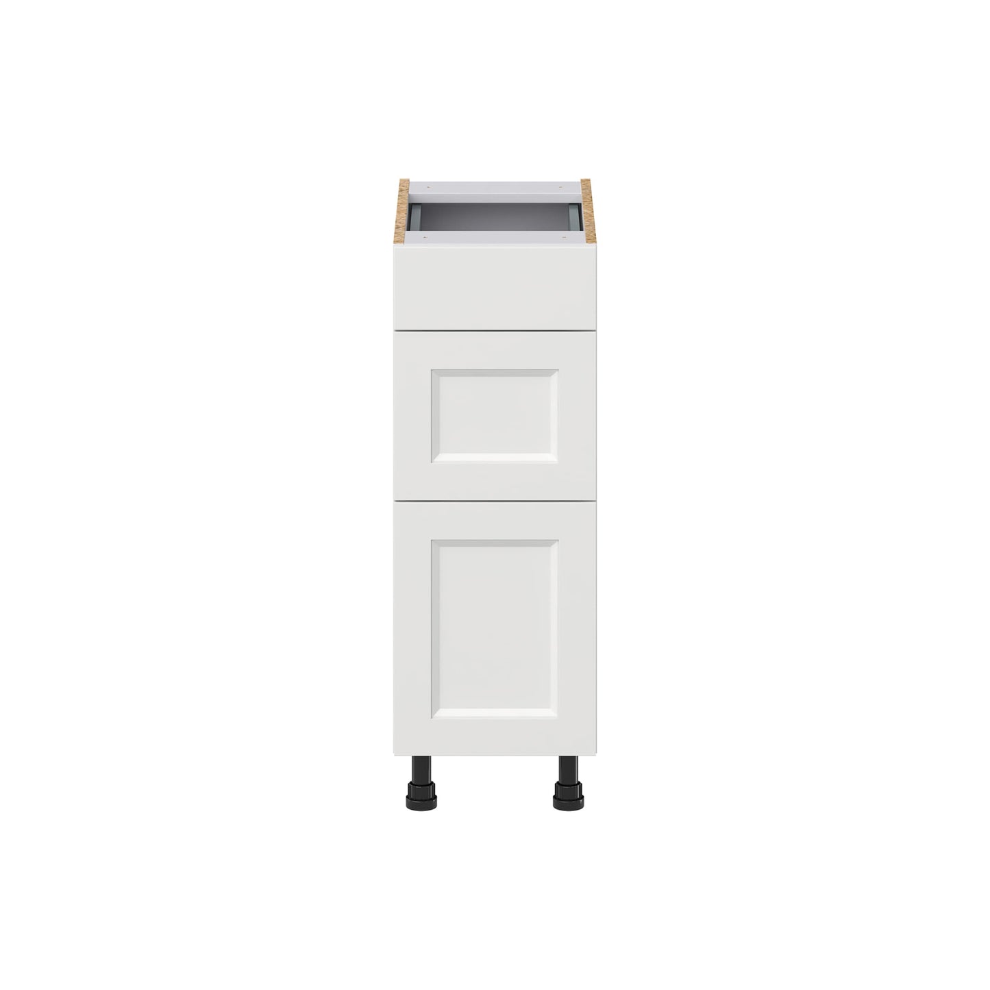 Hugo&Borg Riviera 12-in W x 34.5-in H x 21-in D Bright White 3-Drawer Base Fully Assembled Cabinet (Recessed Panel Style)