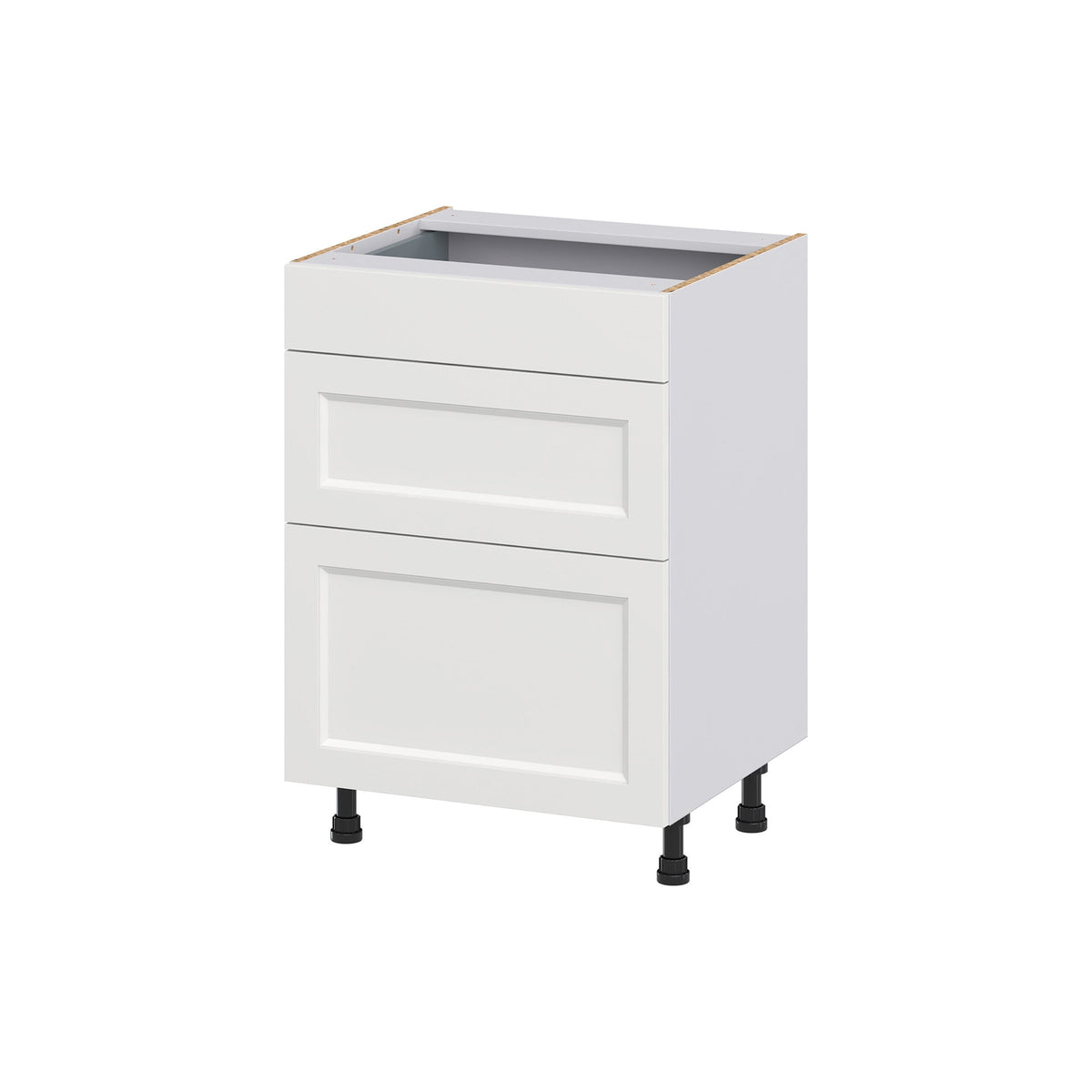 Hugo&Borg Riviera 24-in W x 34.5-in H x 21-in D Bright White 3-Drawer Base Fully Assembled Cabinet (Recessed Panel Style)