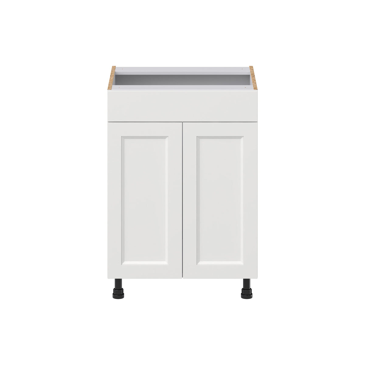 Hugo&Borg Riviera 24-in W x 34.5-in H x 21-in D Bright White Sink Base Fully Assembled Cabinet (Recessed Panel Shaker Style)