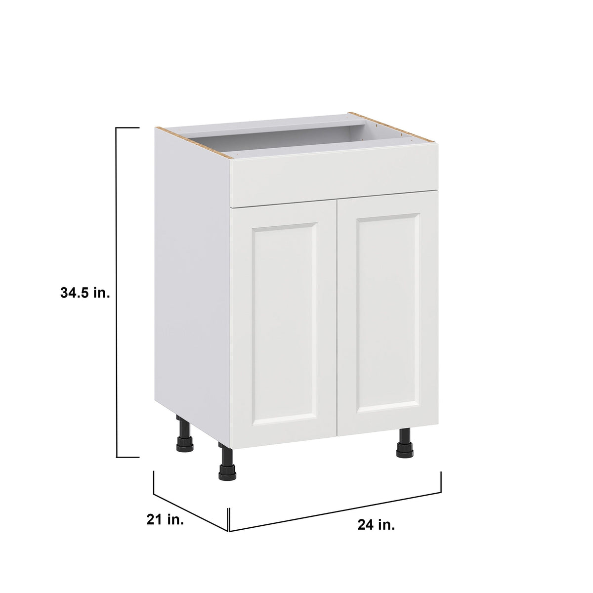 Hugo&Borg Riviera 24-in W x 34.5-in H x 21-in D Bright White Sink Base Fully Assembled Cabinet (Recessed Panel Shaker Style)
