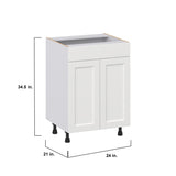 Hugo&Borg Riviera 24-in W x 34.5-in H x 21-in D Bright White Sink Base Fully Assembled Cabinet (Recessed Panel Shaker Style)