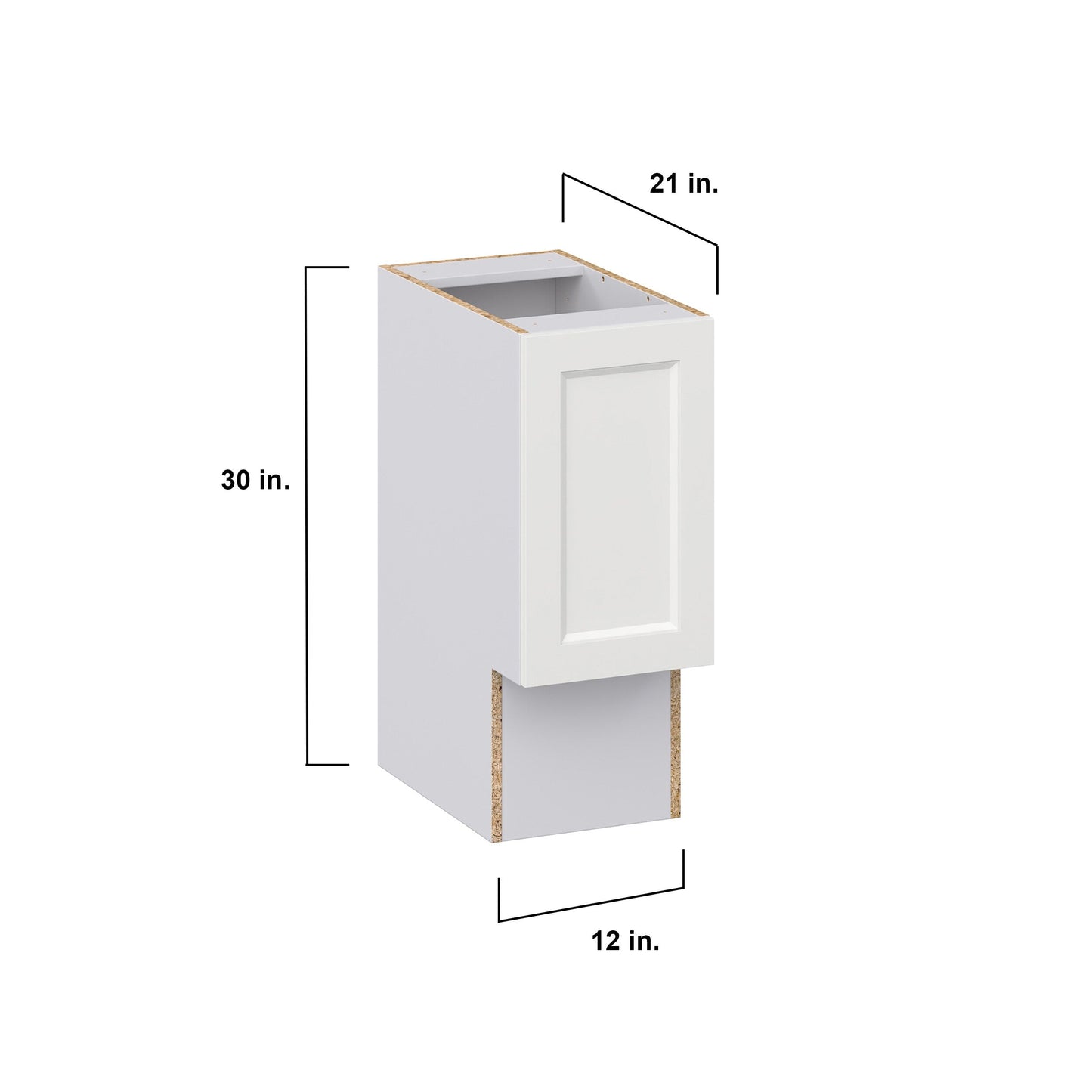 Hugo&Borg Riviera 12-in W x 34.5-in H x 21-in D Bright White Base Fully Assembled Cabinet (Recessed Panel Shaker Door Style)