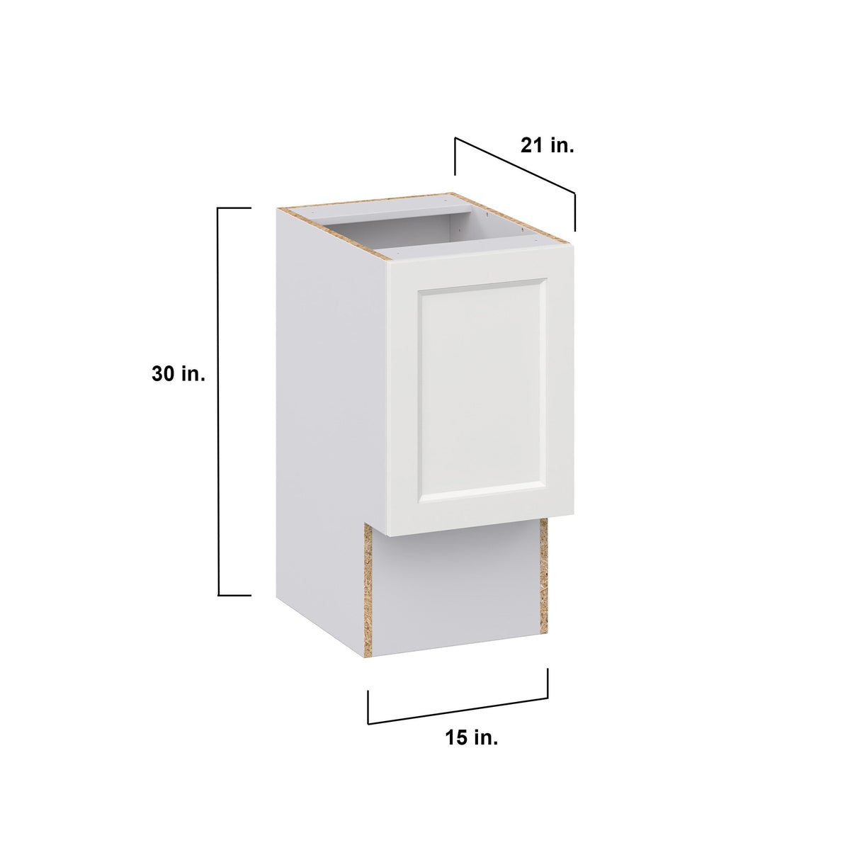 Hugo&Borg Riviera 15-in W x 34.5-in H x 21-in D Bright White Base Fully Assembled Cabinet (Recessed Panel Shaker Door Style)