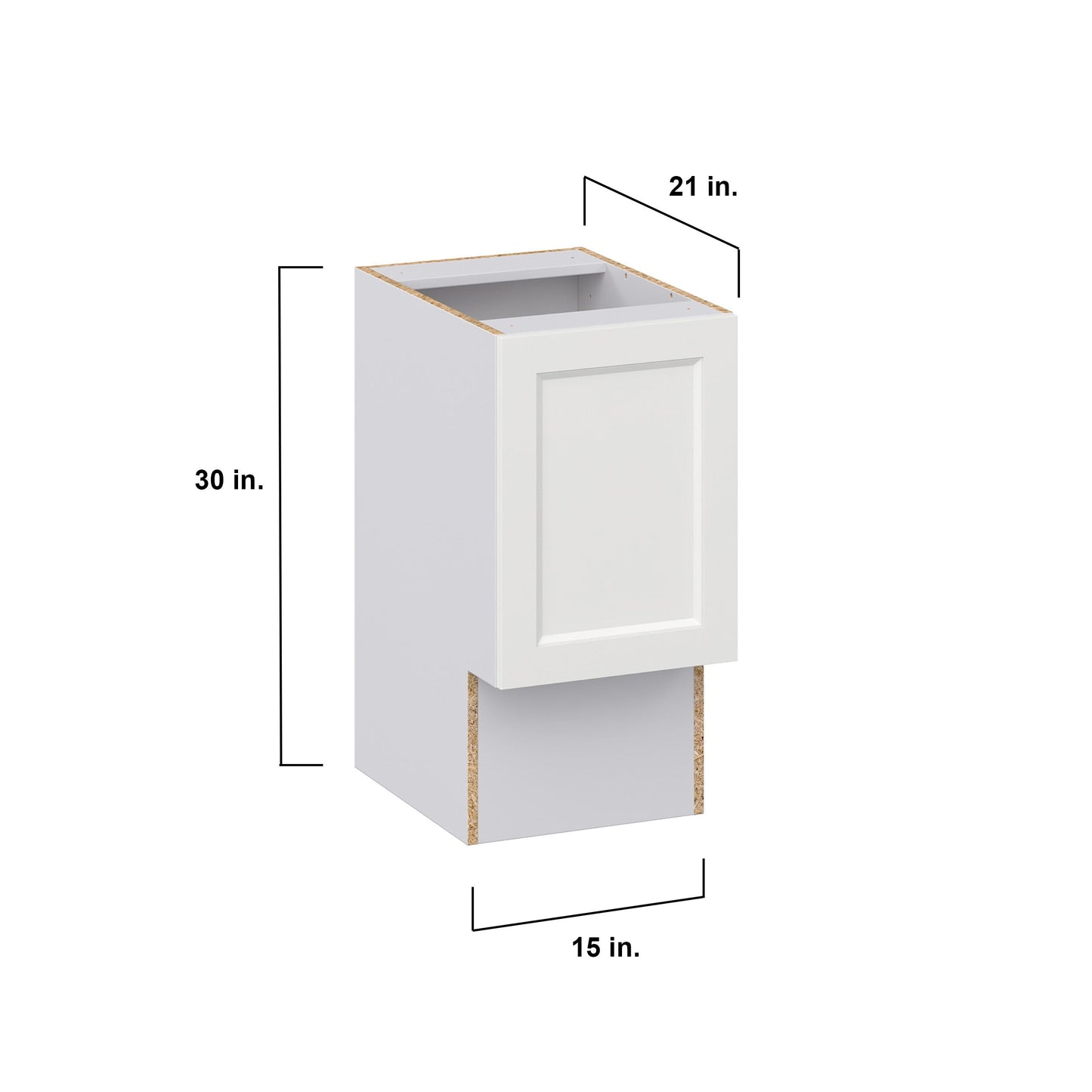 Hugo&Borg Riviera 15-in W x 34.5-in H x 21-in D Bright White Base Fully Assembled Cabinet (Recessed Panel Shaker Door Style)