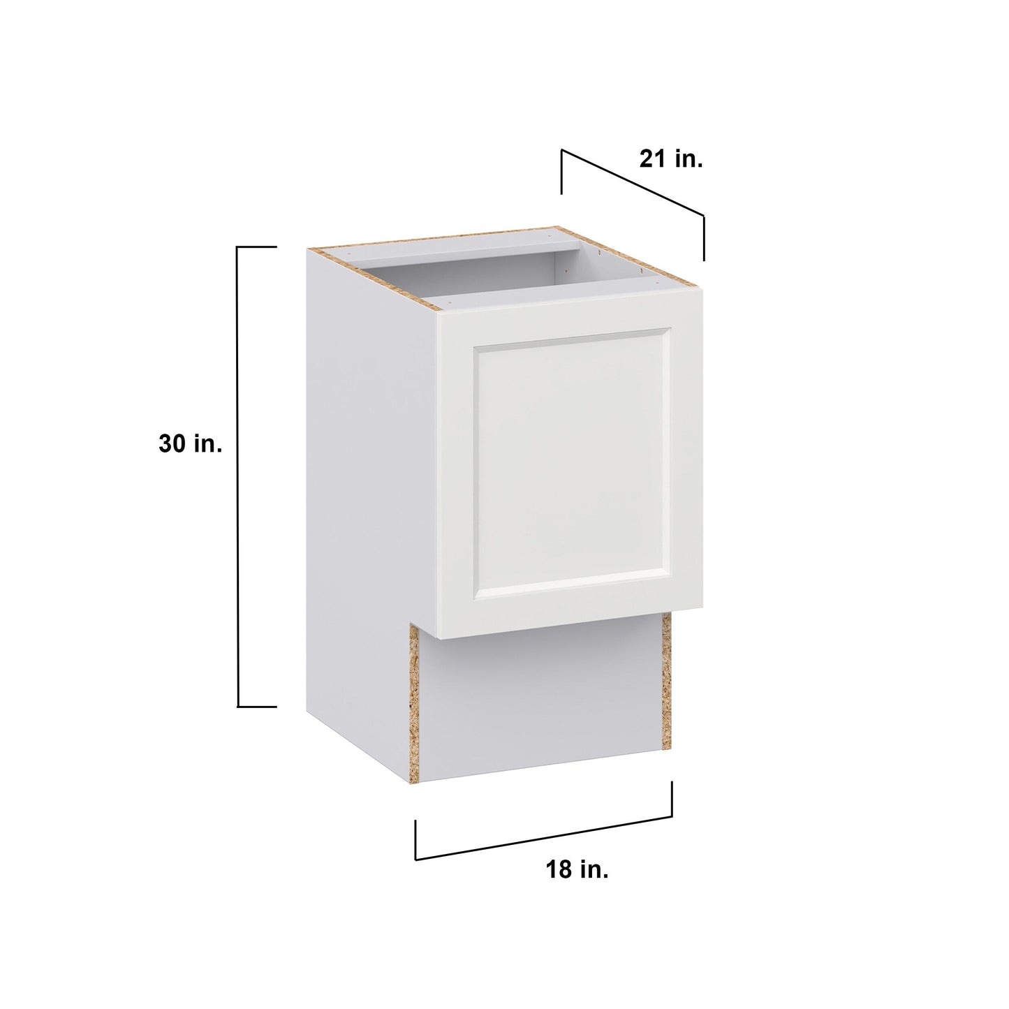 Hugo&Borg Riviera 18-in W x 34.5-in H x 21-in D Bright White Base Fully Assembled Cabinet (Recessed Panel Shaker Door Style)