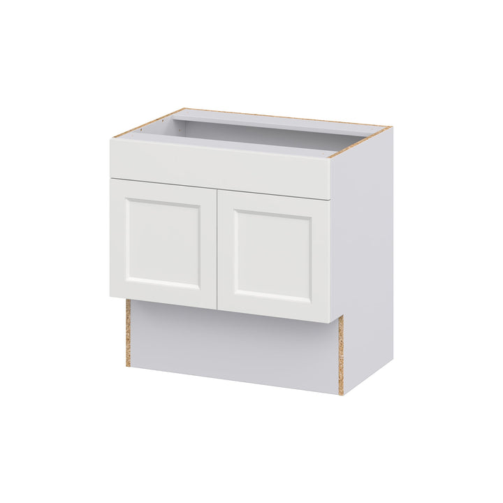 Hugo&Borg Riviera 30-in W x 30-in H x 21-in D Bright White Sink Base Fully Assembled Cabinet (Recessed Panel Shaker Style)