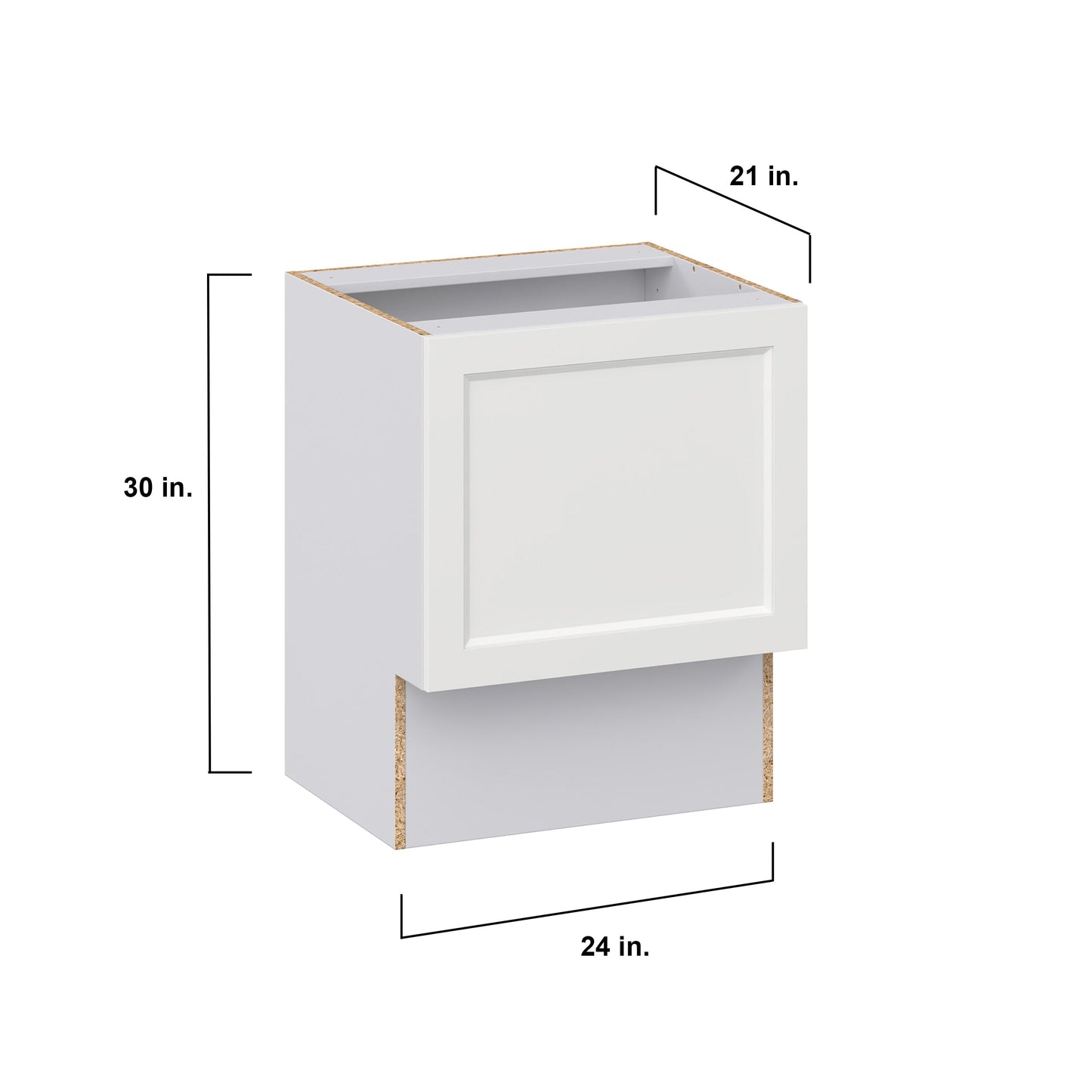 Hugo&Borg Riviera 24-in W x 34.5-in H x 21-in D Bright White Base Fully Assembled Cabinet (Recessed Panel Shaker Door Style)
