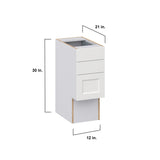 Hugo&Borg Riviera 12-in W x 30-in H x 21-in D Bright White 4-Drawer Base Fully Assembled Cabinet (Recessed Panel Style)