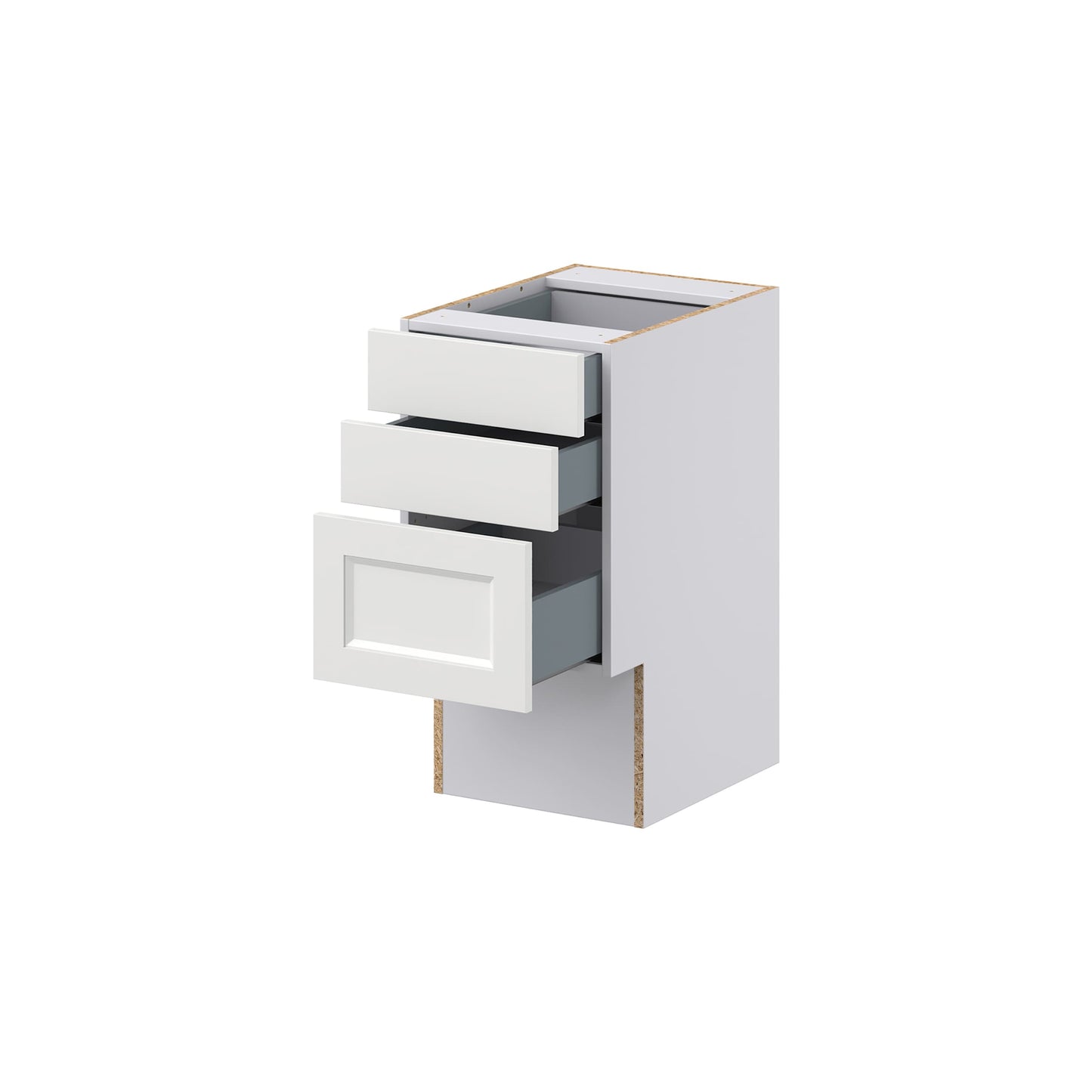 Hugo&Borg Riviera 15-in W x 30-in H x 21-in D Bright White 3-Drawer Base Fully Assembled Cabinet (Recessed Panel Style)