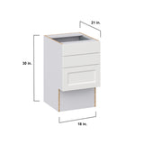 Hugo&Borg Riviera 18-in W x 30-in H x 21-in D Bright White 3-Drawer Base Fully Assembled Cabinet (Recessed Panel Style)