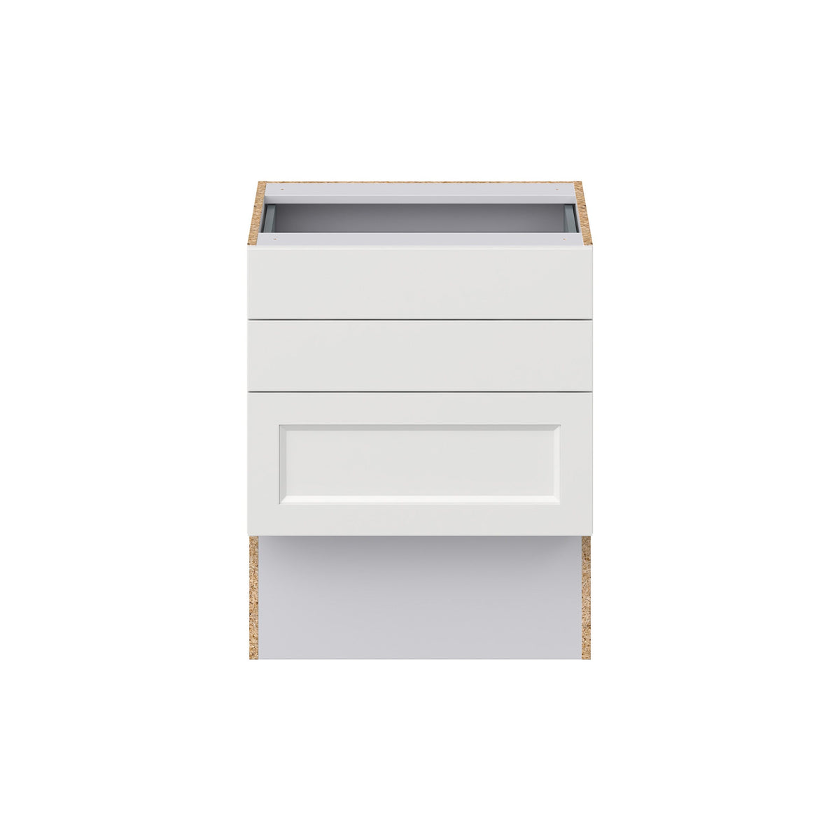 Hugo&Borg Riviera 24-in W x 30-in H x 21-in D Bright White 3-Drawer Base Fully Assembled Cabinet (Recessed Panel Style)