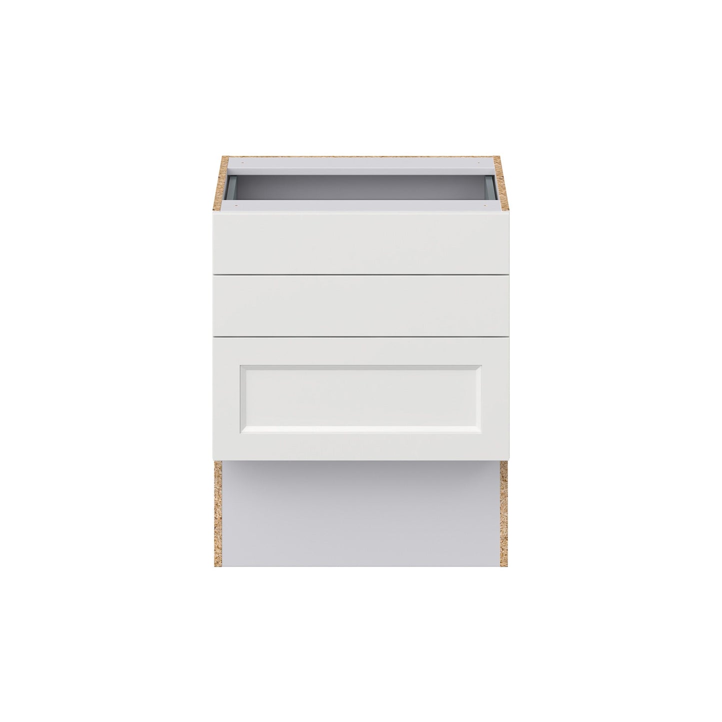 Hugo&Borg Riviera 24-in W x 30-in H x 21-in D Bright White 3-Drawer Base Fully Assembled Cabinet (Recessed Panel Style)