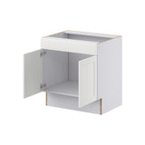 Hugo&Borg Riviera 30-in W x 32.5-in H x 24-in D Bright White Sink Base Fully Assembled Cabinet (Recessed Panel Shaker Style)
