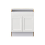Hugo&Borg Riviera 30-in W x 32.5-in H x 24-in D Bright White Sink Base Fully Assembled Cabinet (Recessed Panel Shaker Style)