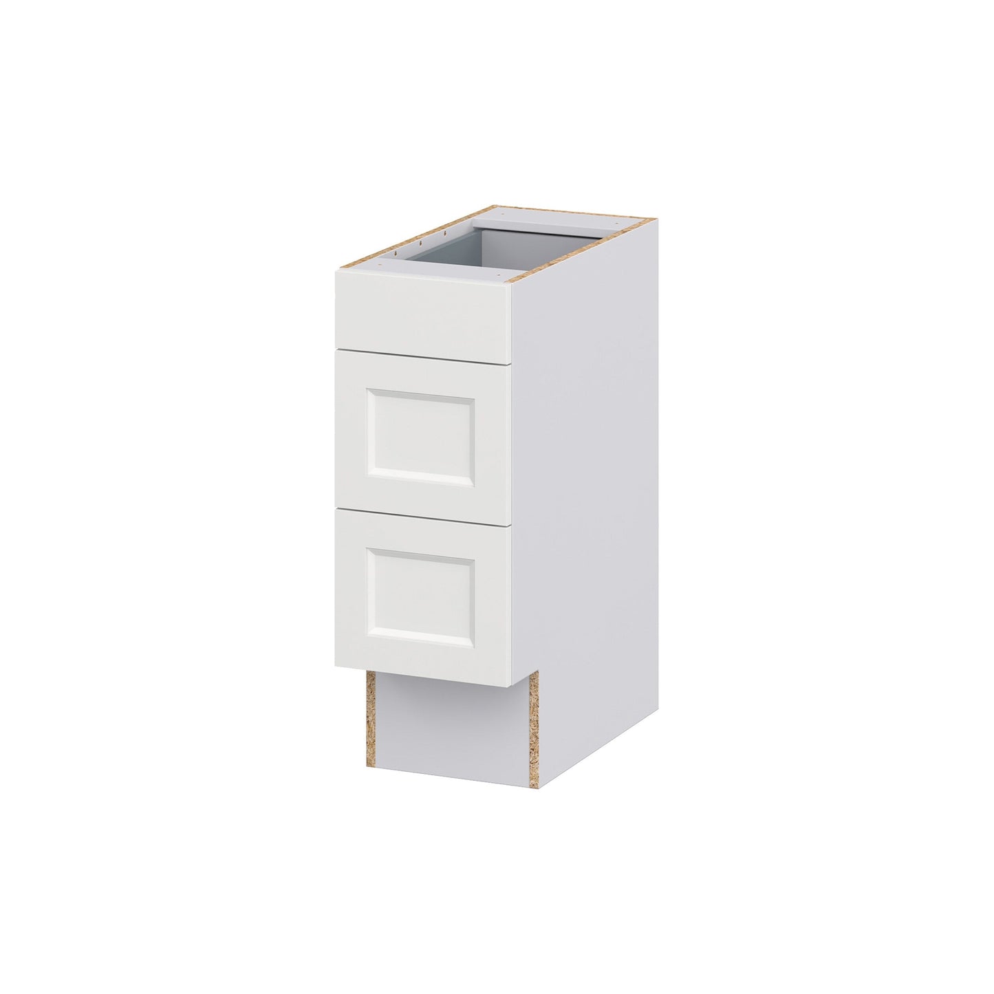 Hugo&Borg Riviera 12-in W x 32.5-in H x 24-in D Bright White 3-Drawer Base Fully Assembled Cabinet (Recessed Panel Style)