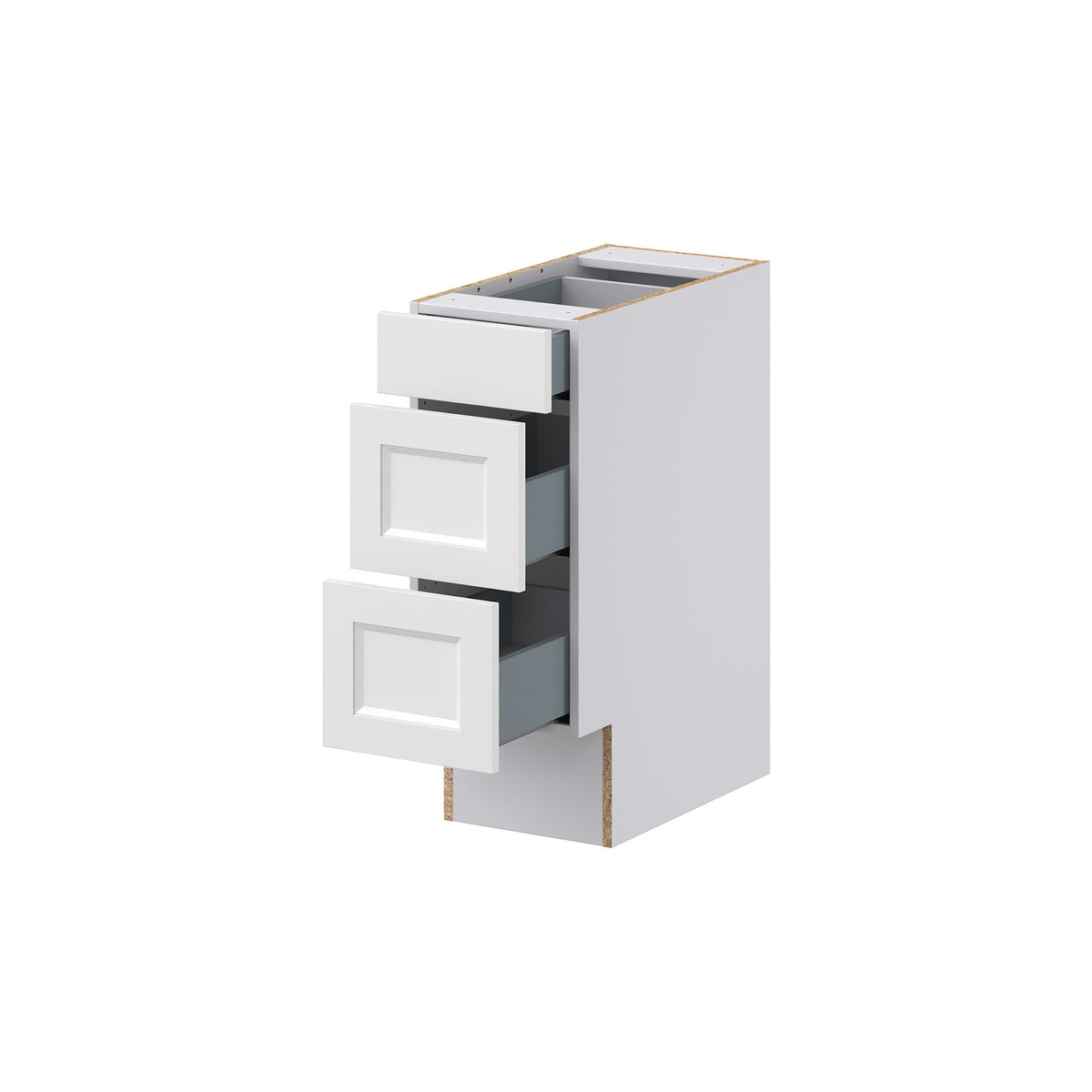 Hugo&Borg Riviera 12-in W x 32.5-in H x 24-in D Bright White 3-Drawer Base Fully Assembled Cabinet (Recessed Panel Style)
