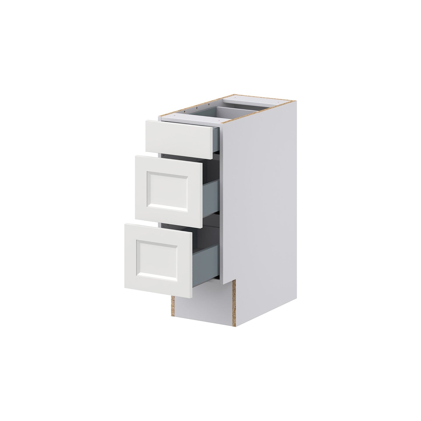 Hugo&Borg Riviera 12-in W x 32.5-in H x 24-in D Bright White 3-Drawer Base Fully Assembled Cabinet (Recessed Panel Style)