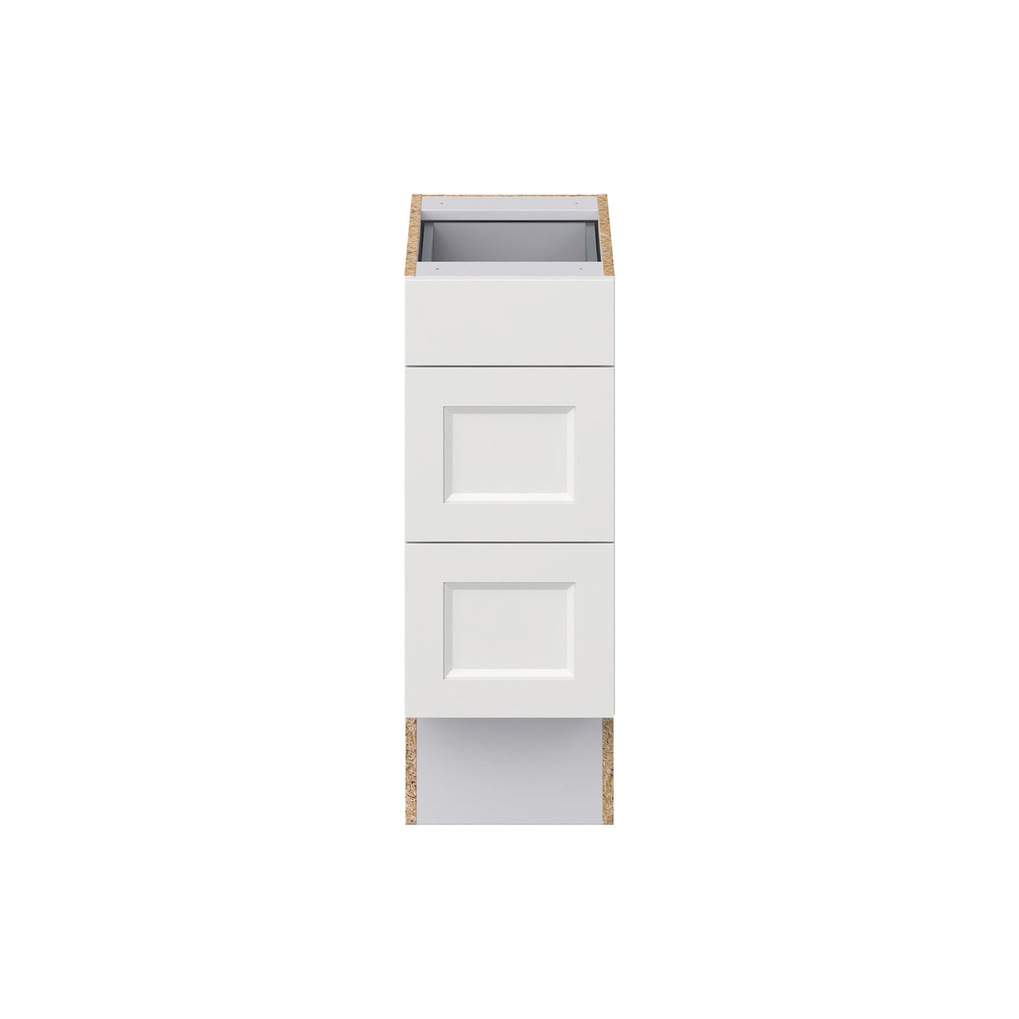 Hugo&Borg Riviera 12-in W x 32.5-in H x 24-in D Bright White 3-Drawer Base Fully Assembled Cabinet (Recessed Panel Style)