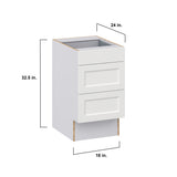 Hugo&Borg Riviera 18-in W x 32.5-in H x 24-in D Bright White 3-Drawer Base Fully Assembled Cabinet (Recessed Panel Style)
