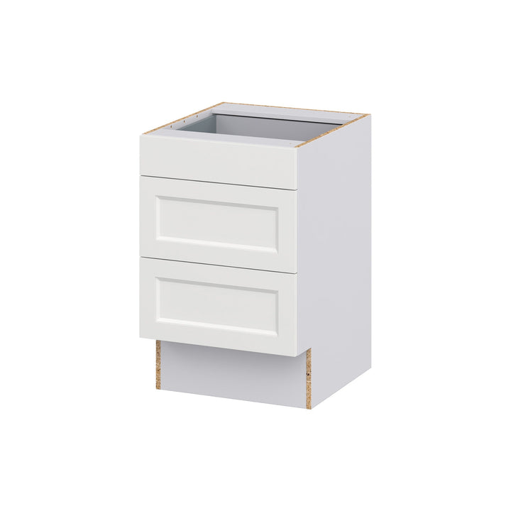 Hugo&Borg Riviera 21-in W x 32.5-in H x 24-in D Bright White 3-Drawer Base Fully Assembled Cabinet (Recessed Panel Style)
