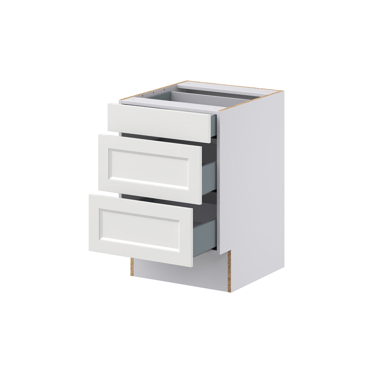 Hugo&Borg Riviera 21-in W x 32.5-in H x 24-in D Bright White 3-Drawer Base Fully Assembled Cabinet (Recessed Panel Style)