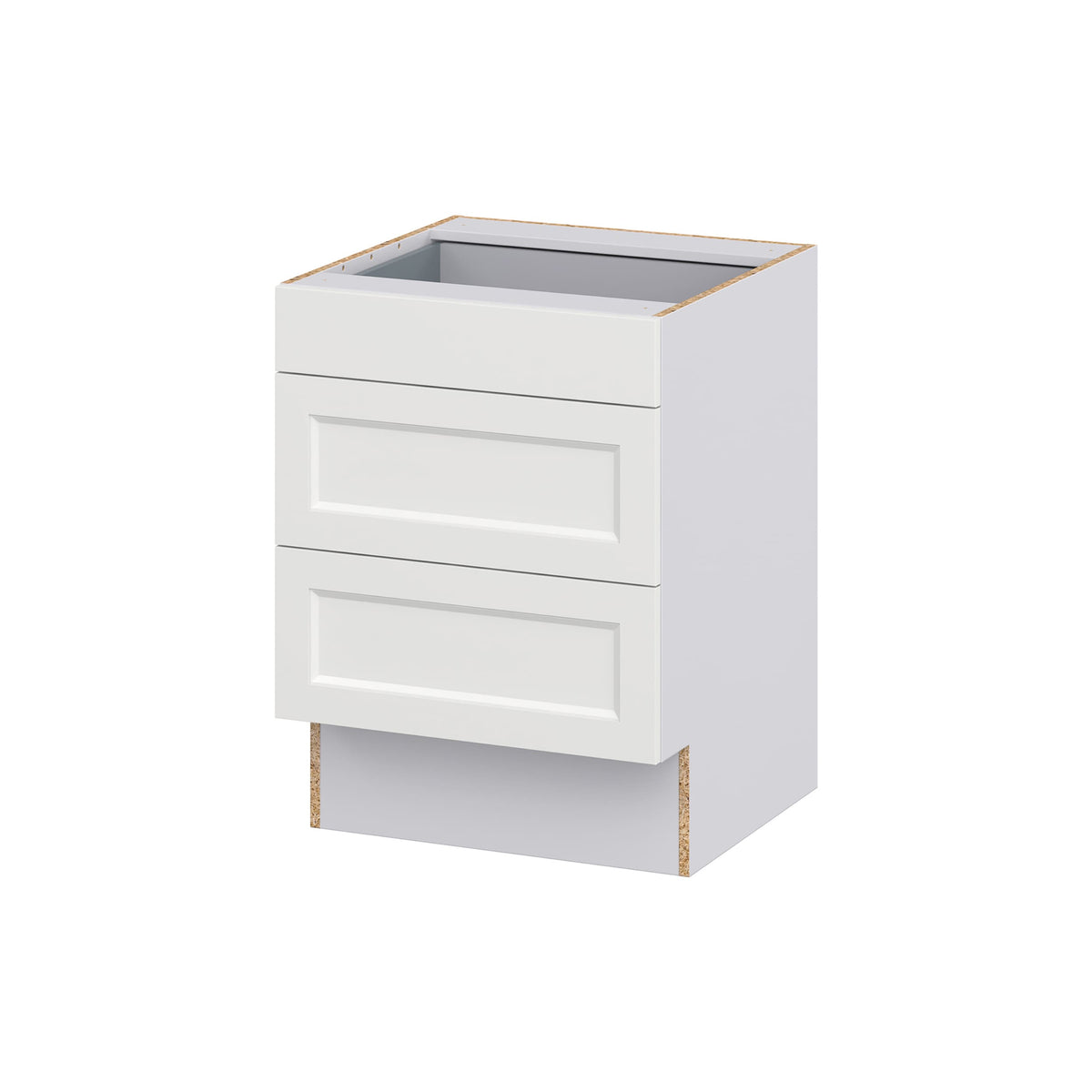 Hugo&Borg Riviera 24-in W x 32.5-in H x 24-in D Bright White 3-Drawer Base Fully Assembled Cabinet (Recessed Panel Style)