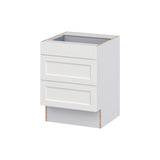 Hugo&Borg Riviera 24-in W x 32.5-in H x 24-in D Bright White 3-Drawer Base Fully Assembled Cabinet (Recessed Panel Style)