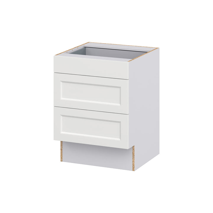 Hugo&Borg Riviera 24-in W x 32.5-in H x 24-in D Bright White 3-Drawer Base Fully Assembled Cabinet (Recessed Panel Style)