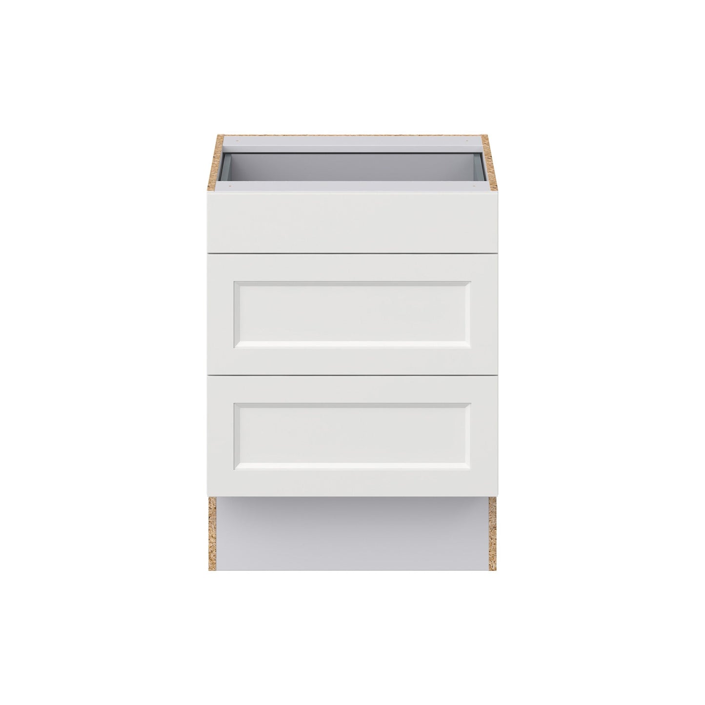 Hugo&Borg Riviera 24-in W x 32.5-in H x 24-in D Bright White 3-Drawer Base Fully Assembled Cabinet (Recessed Panel Style)