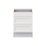Hugo&Borg Riviera 24-in W x 32.5-in H x 24-in D Bright White 3-Drawer Base Fully Assembled Cabinet (Recessed Panel Style)