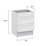 Hugo&Borg Riviera 24-in W x 32.5-in H x 24-in D Bright White 3-Drawer Base Fully Assembled Cabinet (Recessed Panel Style)