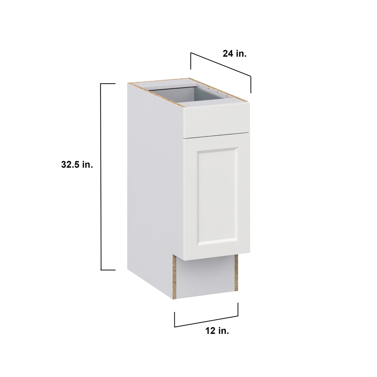 Hugo&Borg Riviera 12-in W x 34.5-in H x 25-in D Bright White Base Fully Assembled Cabinet (Recessed Panel Shaker Door Style)