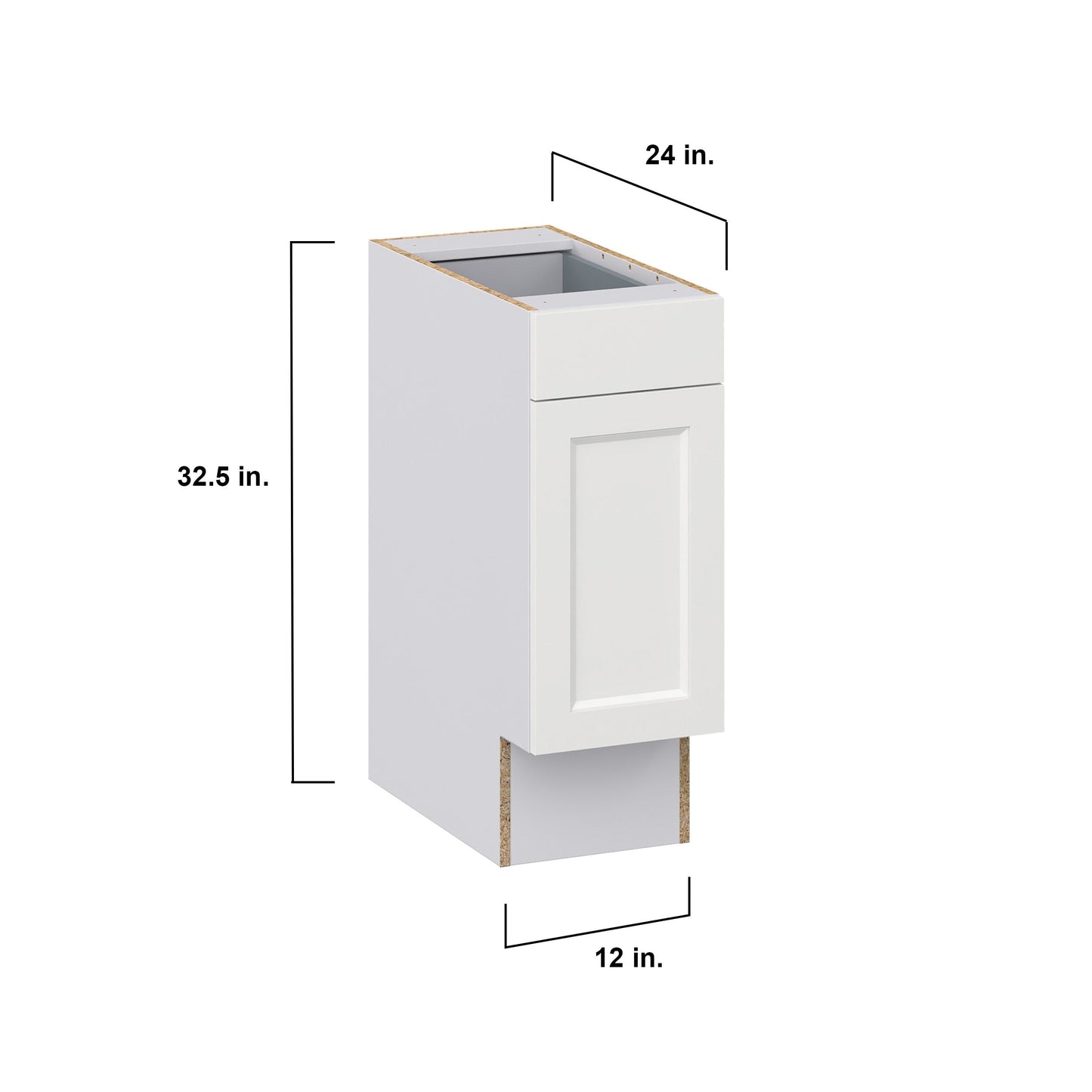 Hugo&Borg Riviera 12-in W x 34.5-in H x 25-in D Bright White Base Fully Assembled Cabinet (Recessed Panel Shaker Door Style)